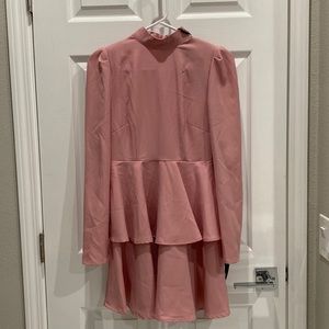 Pretty Little Thing Dusty Pink High Neck Tiered Skater Dress